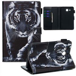 Black and White Tiger Matte Leather Wallet Tablet Case for Samsung Galaxy Tab A 7.0 (2016) T280 T285