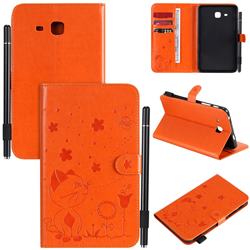 Embossing Bee and Cat Leather Flip Cover for Samsung Galaxy Tab A 7.0 (2016) T280 T285 - Orange