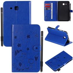 Embossing Bee and Cat Leather Flip Cover for Samsung Galaxy Tab A 7.0 (2016) T280 T285 - Blue