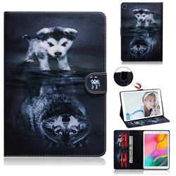 Wolf and Dog Painting Tablet Leather Wallet Flip Cover for Samsung Galaxy Tab A 8.0 (2019) T290 T295