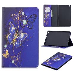 Gold and Blue Butterfly Folio Stand Tablet Leather Wallet Case for Samsung Galaxy Tab A 8.0 (2019) T290 T295
