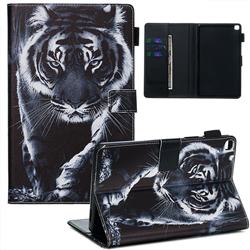 Black and White Tiger Matte Leather Wallet Tablet Case for Samsung Galaxy Tab A 8.0 (2019) T290 T295