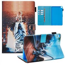 Cat and Tiger Matte Leather Wallet Tablet Case for Samsung Galaxy Tab A 8.0 (2019) T290 T295