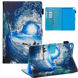 Waves and Sun Matte Leather Wallet Tablet Case for Samsung Galaxy Tab A 8.0 (2019) T290 T295