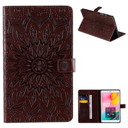 Embossing Sunflower Leather Flip Cover for Samsung Galaxy Tab A 8.0 (2019) T290 T295 - Brown