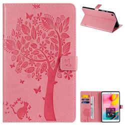 Embossing Butterfly Tree Leather Flip Cover for Samsung Galaxy Tab A 8.0 (2019) T290 T295 - Pink