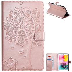 Embossing Butterfly Tree Leather Flip Cover for Samsung Galaxy Tab A 8.0 (2019) T290 T295 - Rose Gold
