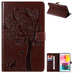 Embossing Butterfly Tree Leather Flip Cover for Samsung Galaxy Tab A 8.0 (2019) T290 T295 - Brown