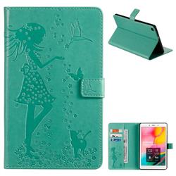 Embossing Flower Girl Cat Leather Flip Cover for Samsung Galaxy Tab A 8.0 (2019) T290 T295 - Green
