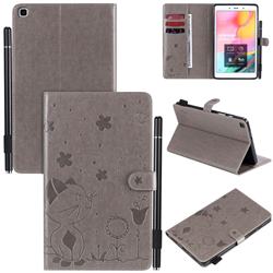 Embossing Bee and Cat Leather Flip Cover for Samsung Galaxy Tab A 8.0 (2019) T290 T295 - Gray