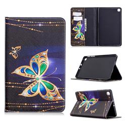 Golden Shining Butterfly Folio Stand Leather Wallet Case for Samsung Galaxy Tab A 8.4 T307