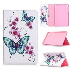 Peach Butterflies Folio Stand Leather Wallet Case for Samsung Galaxy Tab A 8.4 T307