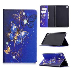 Gold and Blue Butterfly Folio Stand Tablet Leather Wallet Case for Samsung Galaxy Tab A 8.4 T307