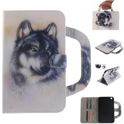 Snow Wolf Handbag Tablet Leather Wallet Flip Cover for Samsung Galaxy Tab 3 8.0 T311 T315 T310