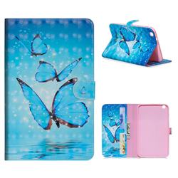 Blue Sea Butterflies 3D Painted Leather Tablet Wallet Case for Samsung Galaxy Tab 3 8.0 T311 T315 T310