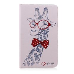 Glasses Giraffe Folio Stand Leather Wallet Case for Samsung Galaxy Tab 4 8.0 T330 T331