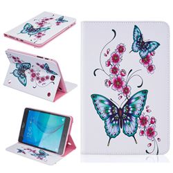 Peach Butterflies Folio Stand Leather Wallet Case for Samsung Galaxy Tab A 8.0 T350 T355