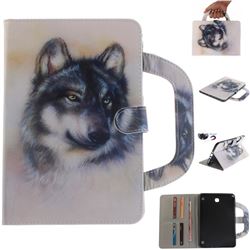 Snow Wolf Handbag Tablet Leather Wallet Flip Cover for Samsung Galaxy Tab A 8.0 T350 T355