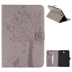 Embossing Butterfly Tree Leather Flip Cover for Samsung Galaxy Tab A 8.0 T350 T355 - Grey