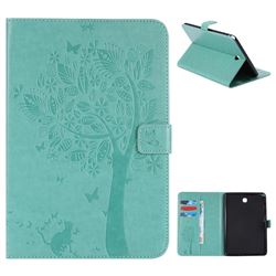 Embossing Butterfly Tree Leather Flip Cover for Samsung Galaxy Tab A 8.0 T350 T355 - Cyan