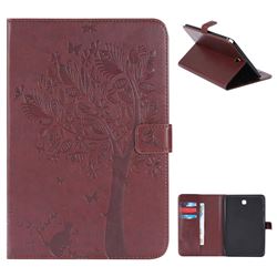 Embossing Butterfly Tree Leather Flip Cover for Samsung Galaxy Tab A 8.0 T350 T355 - Brown