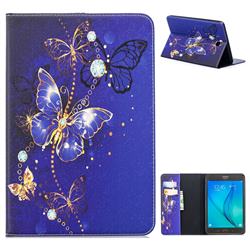 Gold and Blue Butterfly Folio Stand Tablet Leather Wallet Case for Samsung Galaxy Tab A 8.0 T350 T355