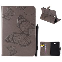 Embossing 3D Butterfly Leather Wallet Case for Samsung Galaxy Tab A 8.0 T350 T355 - Gray
