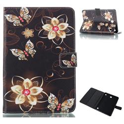Golden Flower Butterfly Folio Stand Leather Wallet Case for Samsung Galaxy Tab A 8.0 T350 T355