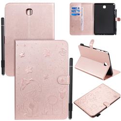 Embossing Bee and Cat Leather Flip Cover for Samsung Galaxy Tab A 8.0 T350 T355 - Rose Gold