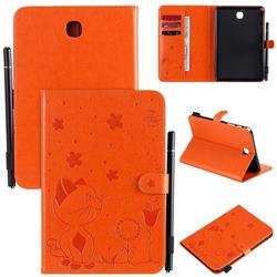 Embossing Bee and Cat Leather Flip Cover for Samsung Galaxy Tab A 8.0 T350 T355 - Orange