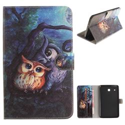 Oil Painting Owl Painting Tablet Leather Wallet Flip Cover for Samsung Galaxy Tab E 8.0 T375 T377