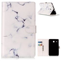 Soft White Marble Folio Flip Stand PU Leather Wallet Case for Samsung Galaxy Tab E 8.0 T375 T377