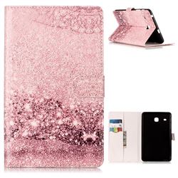 Glittering Rose Gold Folio Flip Stand PU Leather Wallet Case for Samsung Galaxy Tab E 8.0 T375 T377