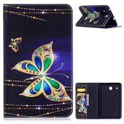 Golden Shining Butterfly Folio Stand Leather Wallet Case for Samsung Galaxy Tab E 8.0 T375 T377