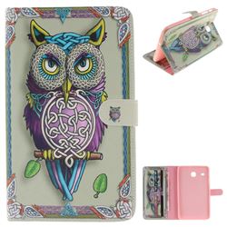 Weave Owl Painting Tablet Leather Wallet Flip Cover for Samsung Galaxy Tab E 8.0 T375 T377