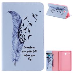 Feather Birds Folio Flip Stand Leather Wallet Case for Samsung Galaxy Tab E 8.0 T375 T377