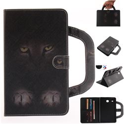 Mysterious Cat Handbag Tablet Leather Wallet Flip Cover for Samsung Galaxy Tab E 8.0 T375 T377