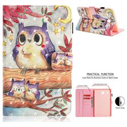 Purple Owl 3D Painted Leather Wallet Tablet Case for Samsung Galaxy Tab E 8.0 T375 T377