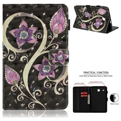 Peacock Flower 3D Painted Leather Wallet Tablet Case for Samsung Galaxy Tab E 8.0 T375 T377