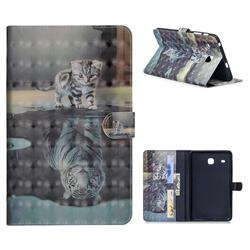 Tiger and Cat 3D Painted Leather Tablet Wallet Case for Samsung Galaxy Tab E 8.0 T375 T377