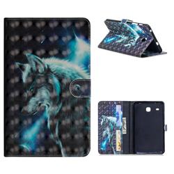 Snow Wolf 3D Painted Leather Tablet Wallet Case for Samsung Galaxy Tab E 8.0 T375 T377