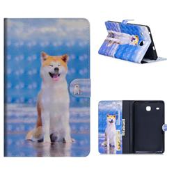 Smiley Shiba Inu 3D Painted Leather Tablet Wallet Case for Samsung Galaxy Tab E 8.0 T375 T377