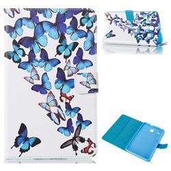 Blue Vivid Butterflies Folio Stand Leather Wallet Case for Samsung Galaxy Tab E 8.0 T375 T377