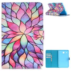 Colorful Lotus Folio Stand Leather Wallet Case for Samsung Galaxy Tab E 8.0 T375 T377