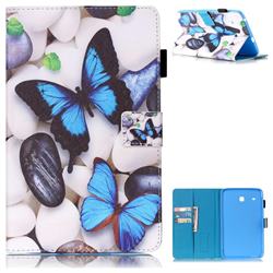 Blue Butterflies Folio Stand Leather Wallet Case for Samsung Galaxy Tab E 8.0 T375 T377
