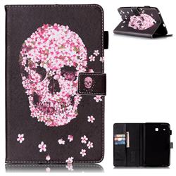Petals Skulls Folio Stand Leather Wallet Case for Samsung Galaxy Tab E 8.0 T375 T377