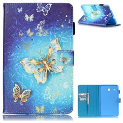 Gold Butterfly Folio Stand Leather Wallet Case for Samsung Galaxy Tab E 8.0 T375 T377