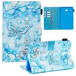 Tower Butterfly Matte Leather Wallet Tablet Case for Samsung Galaxy Tab E 8.0 T375 T377