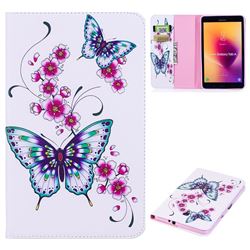 Peach Butterflies Folio Stand Leather Wallet Case for Samsung Galaxy Tab A 8.0 (2017) T380 T385 A2 S