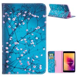 Blue Plum flower Folio Stand Leather Wallet Case for Samsung Galaxy Tab A 8.0 (2017) T380 T385 A2 S
